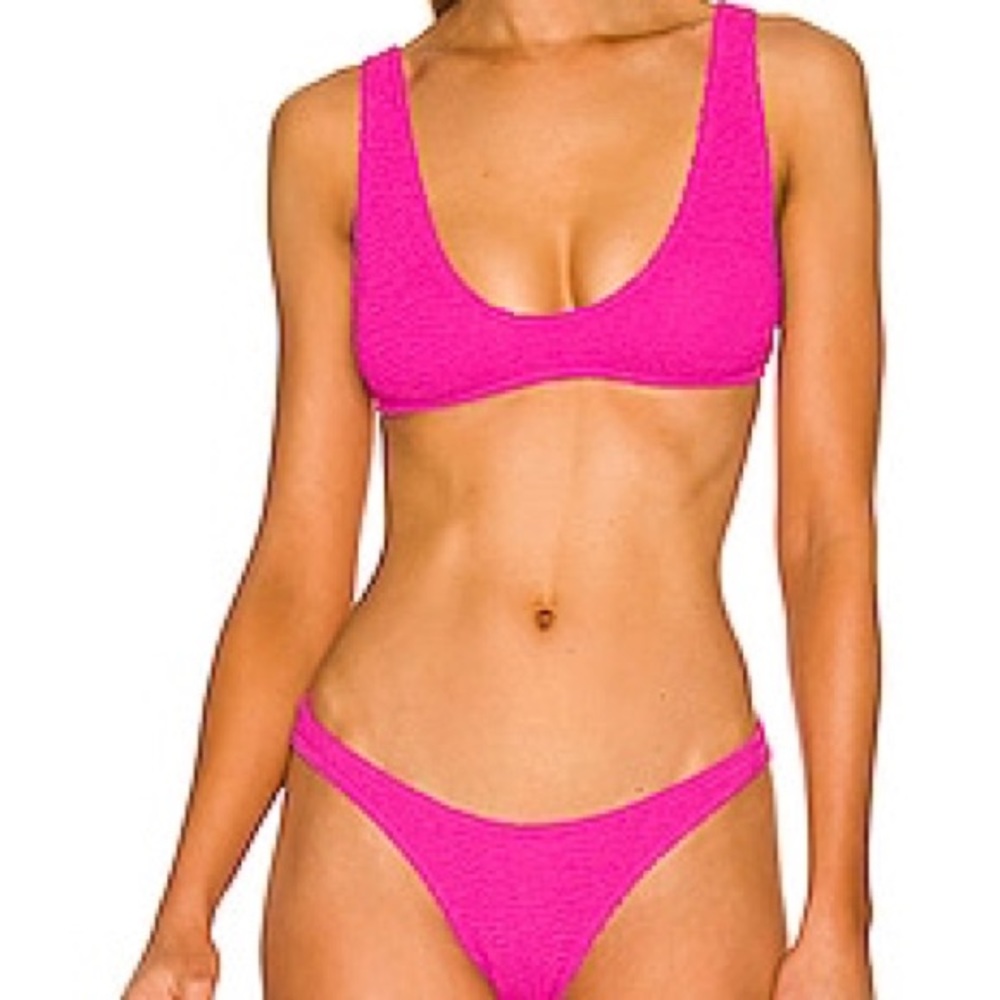 NEW BOND-EYE eco Scout Top Savannah Bottoms Hunza G Crinkle Bikini Neon Pink